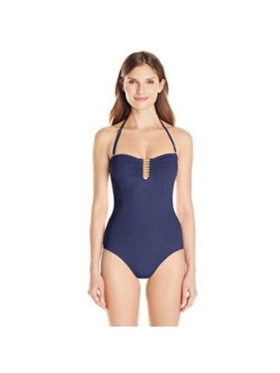 Vince Camuto Other - Vince Camuto Navy One Piece Swimsuit With Removable Straps & Gold Detail